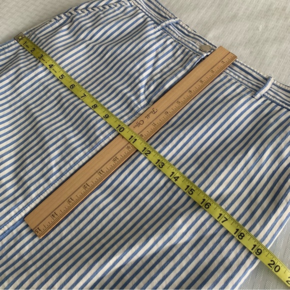 Talbots cotton skirt Womens 10 petite Front zip close Blue white stripe Pockets - Picture 10 of 10